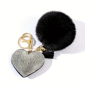 Rhinestone Heart Bag Charm/Keychain